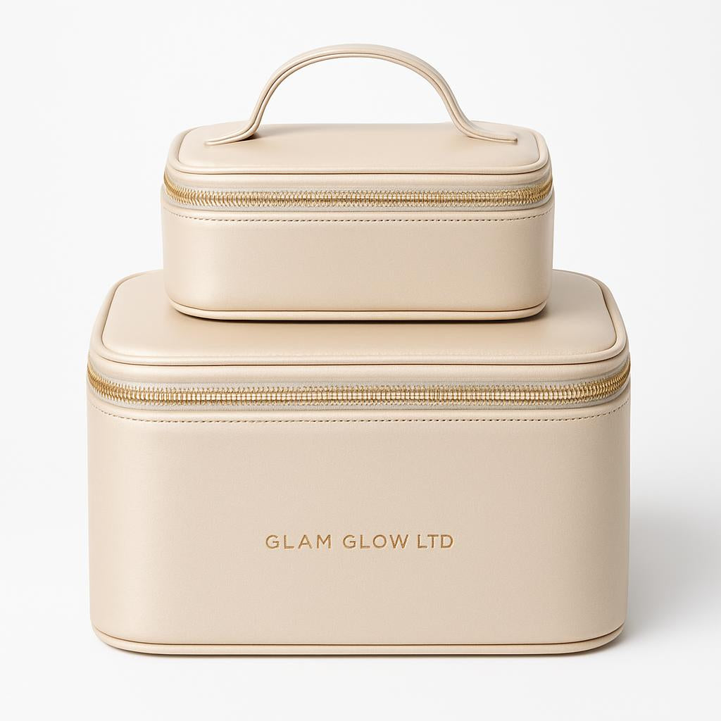 Champagne Satin Beauty Case - Glam Glow